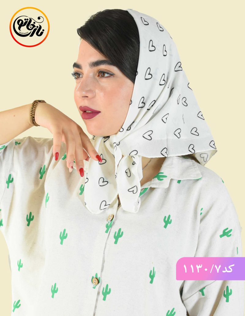 مینی اسکارف قلبی سفید مشکی
