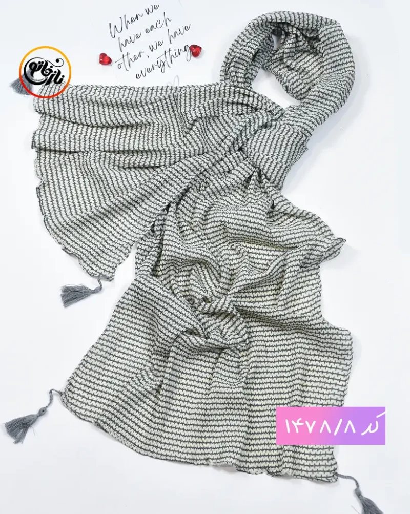شال راه راه  پلیسه نخی کد 1478 - Image 9