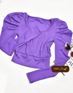 کراپ یقه خشتی استین پفی کد 1760 - Image 4