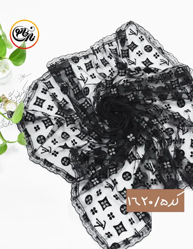 مینی اسکارف مشکی مخمل کد 1620 - Image 6