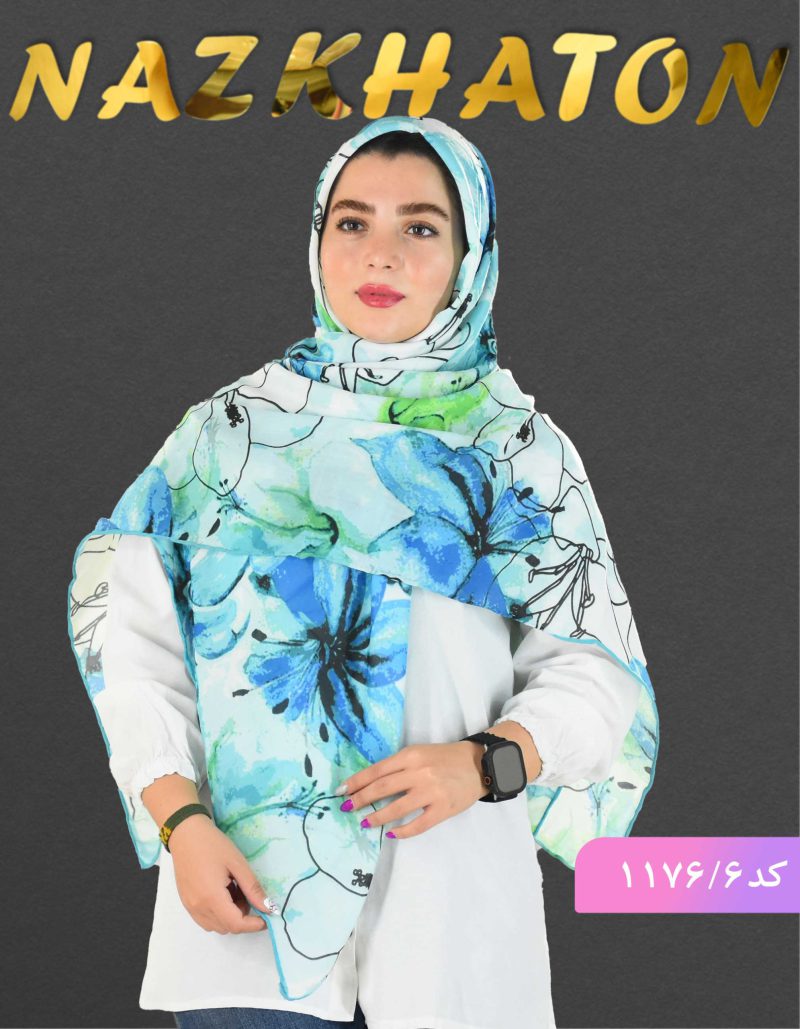 روسری نخی آبرنگی کد 1176 - Image 7