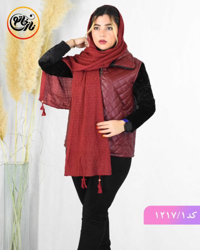 شال پلیسه پائیزه همراز زرشکی