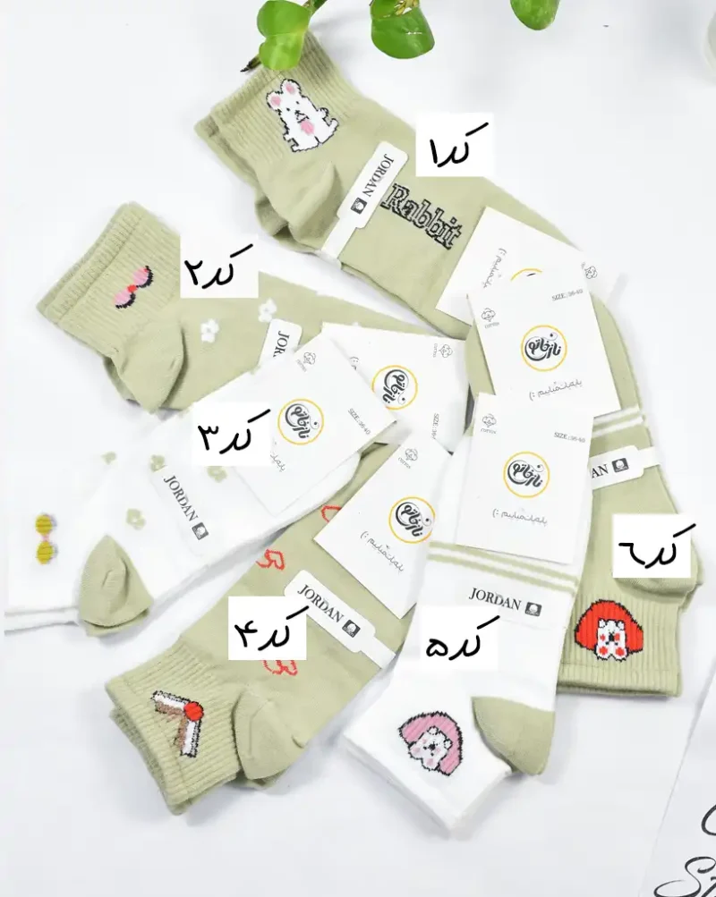 جوراب شکوفه سبز کد 46 - Image 1