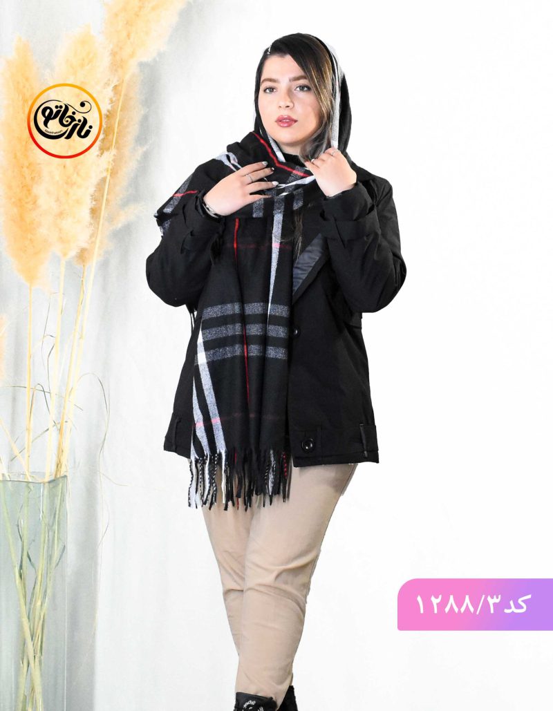 شال پشمی باربری مشکی