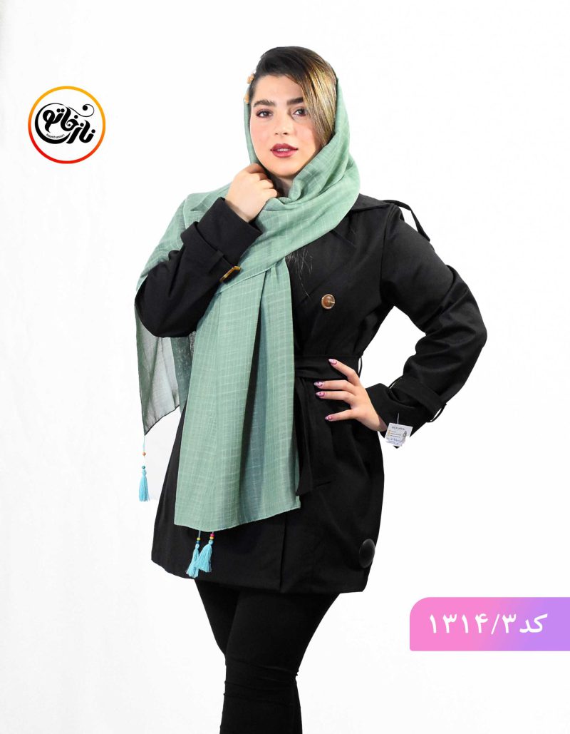 شال مداد رنگی نخی سبز