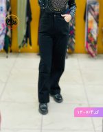 شلوار کتان نیم بگ مشکی