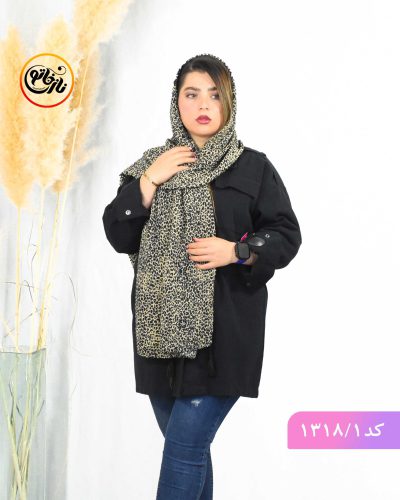 شال پلیسه پلنگی کرم