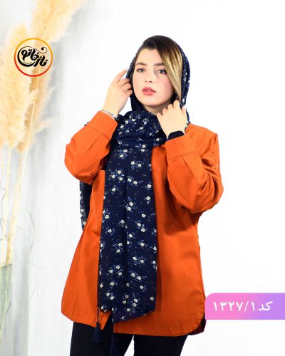 شال پلیسه گل گلی سورمه ای