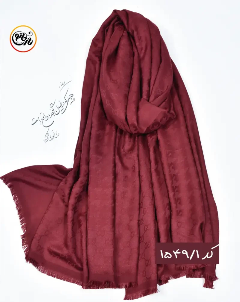 شال ژاکارد زرشکی کد 1549 - Image 2