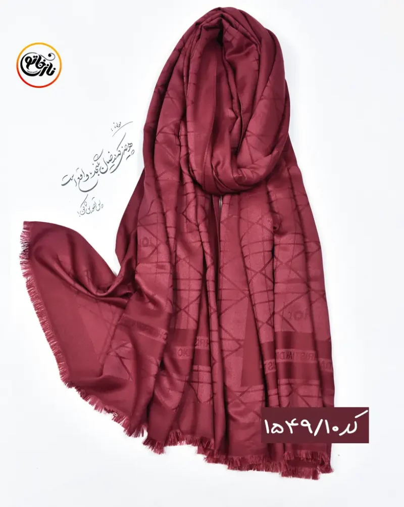 شال ژاکارد زرشکی کد 1549 - Image 11