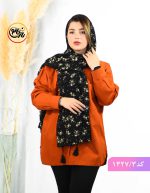 شال پلیسه گل گلی مشکی