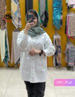 مانتو کتان پونه سفید