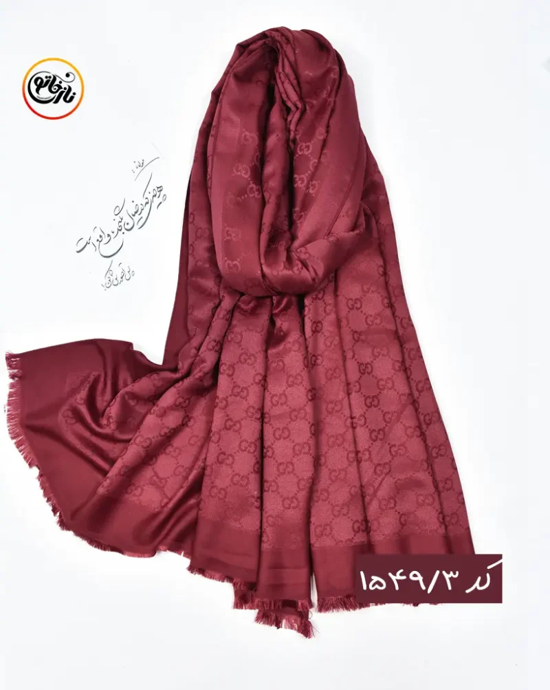 شال ژاکارد زرشکی کد 1549 - Image 4