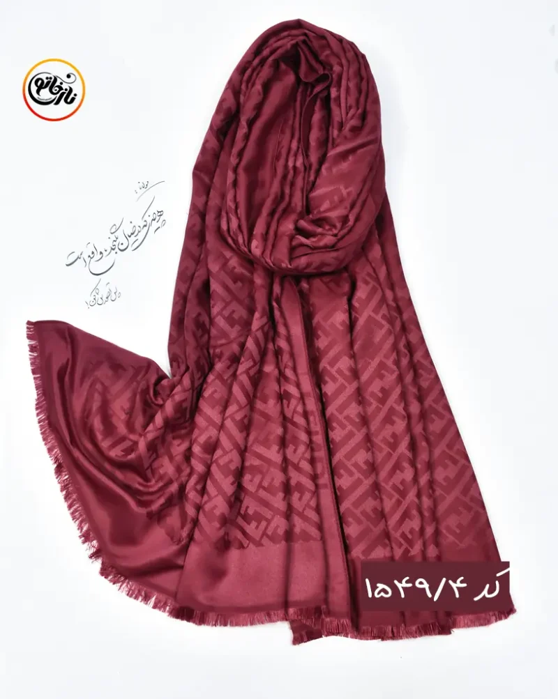 شال ژاکارد زرشکی کد 1549 - Image 5