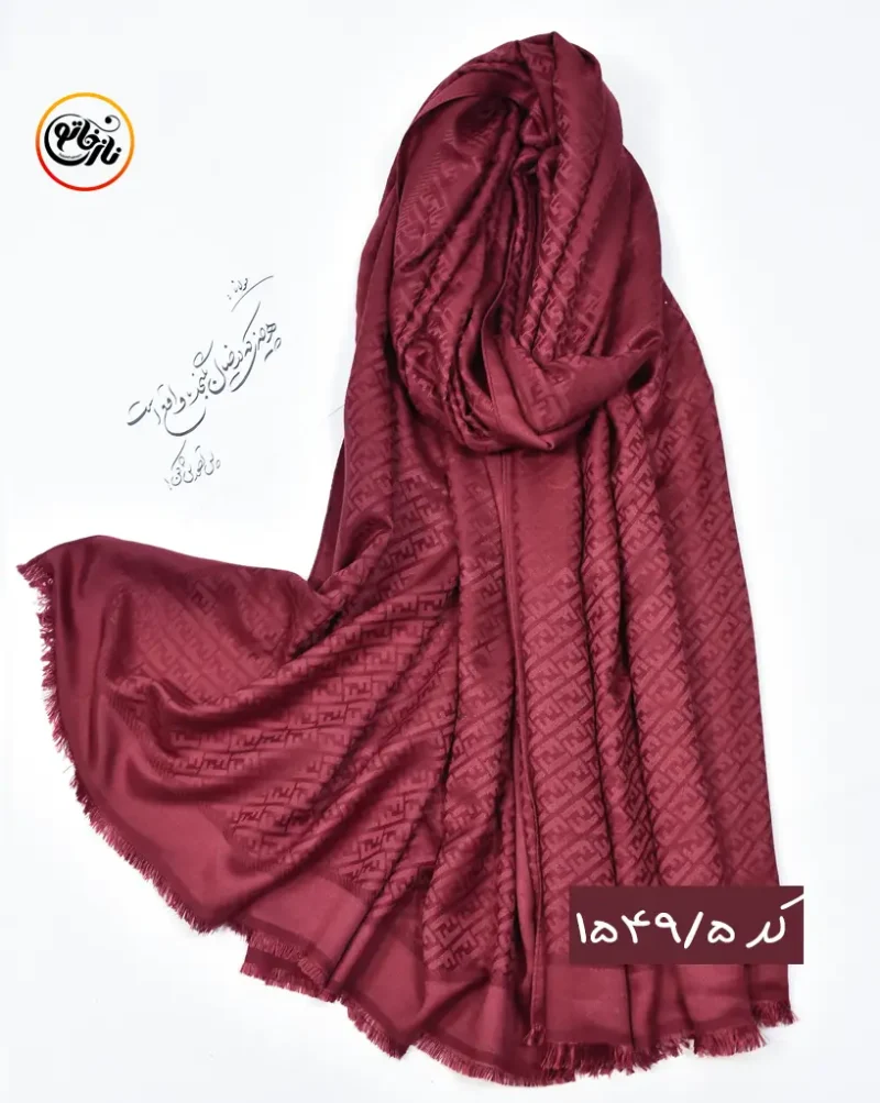 شال ژاکارد زرشکی کد 1549 - Image 6