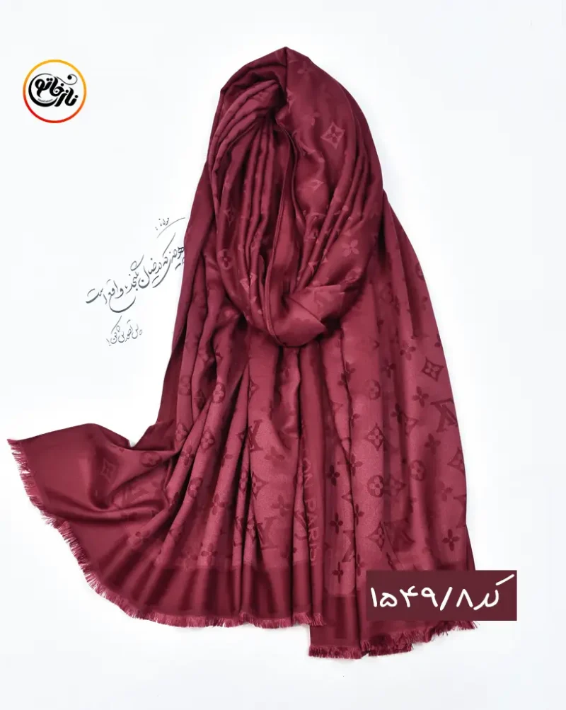 شال ژاکارد زرشکی کد 1549 - Image 9