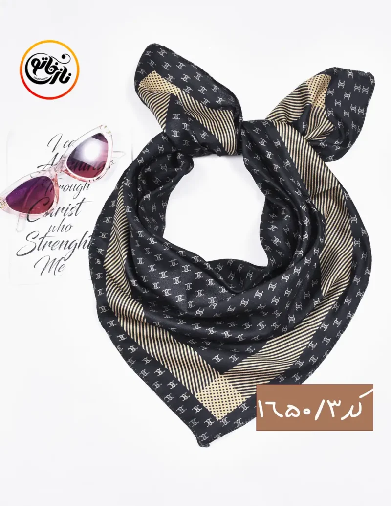 مینی اسکارف مشکی کرم کد 1650 - Image 4