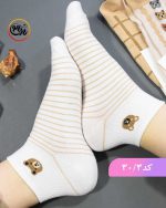جوراب خرسی دخترانه کرم  کد 30 - Image 4