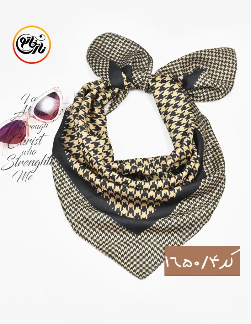 مینی اسکارف مشکی کرم کد 1650 - Image 5