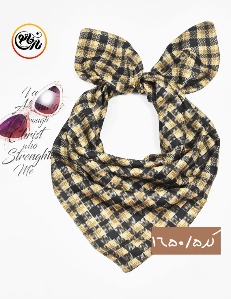 مینی اسکارف مشکی کرم کد 1650 - Image 6
