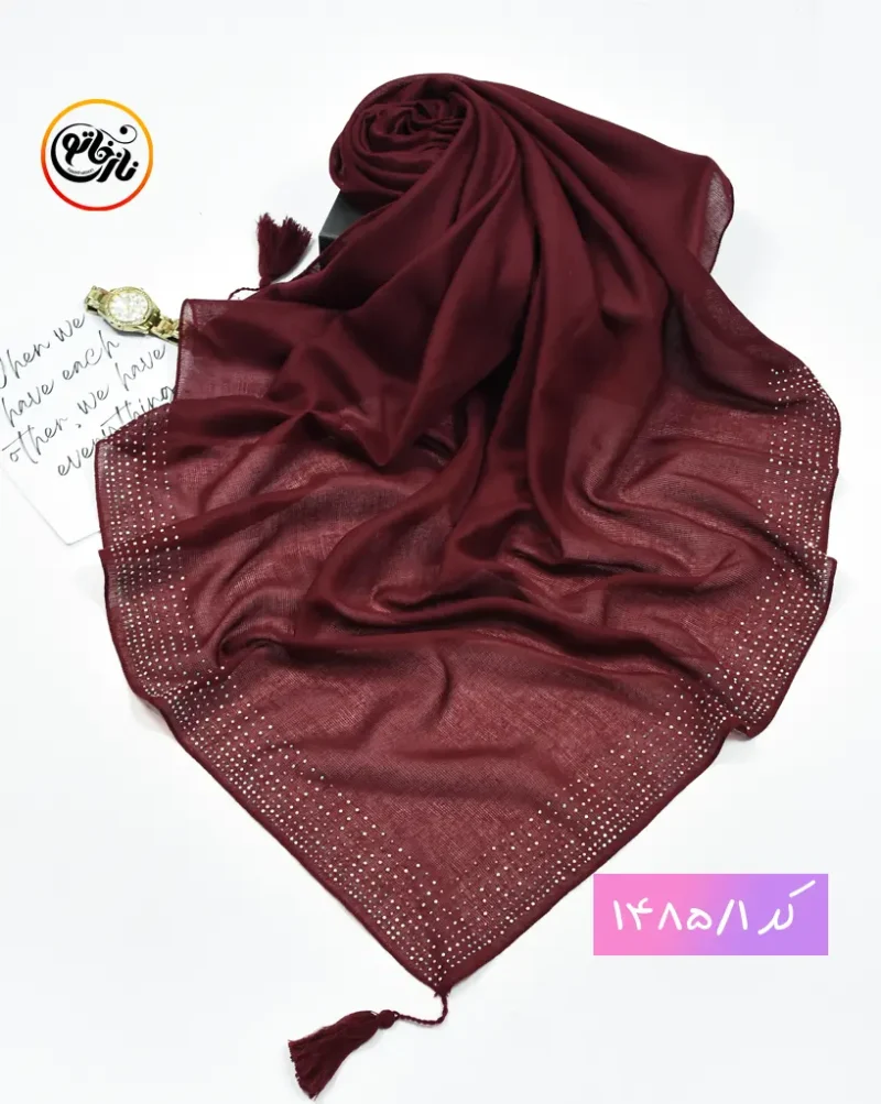 روسری قواره کوچک نگین دار کد 1485 - Image 2