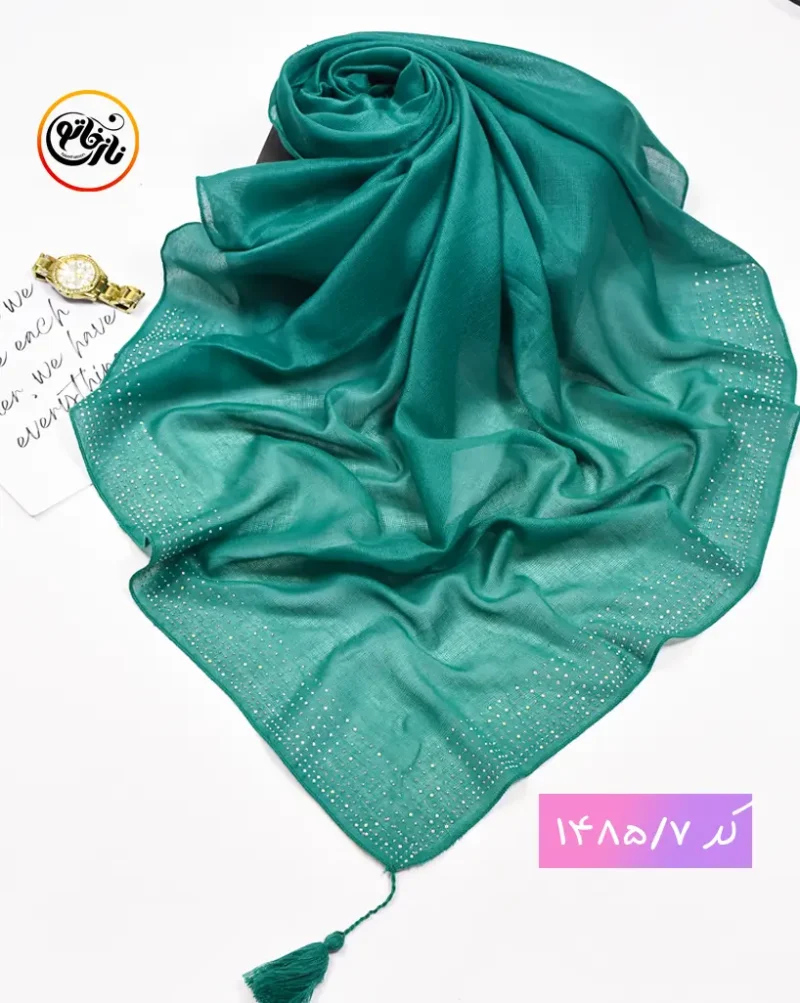 روسری قواره کوچک نگین دار کد 1485 - Image 8