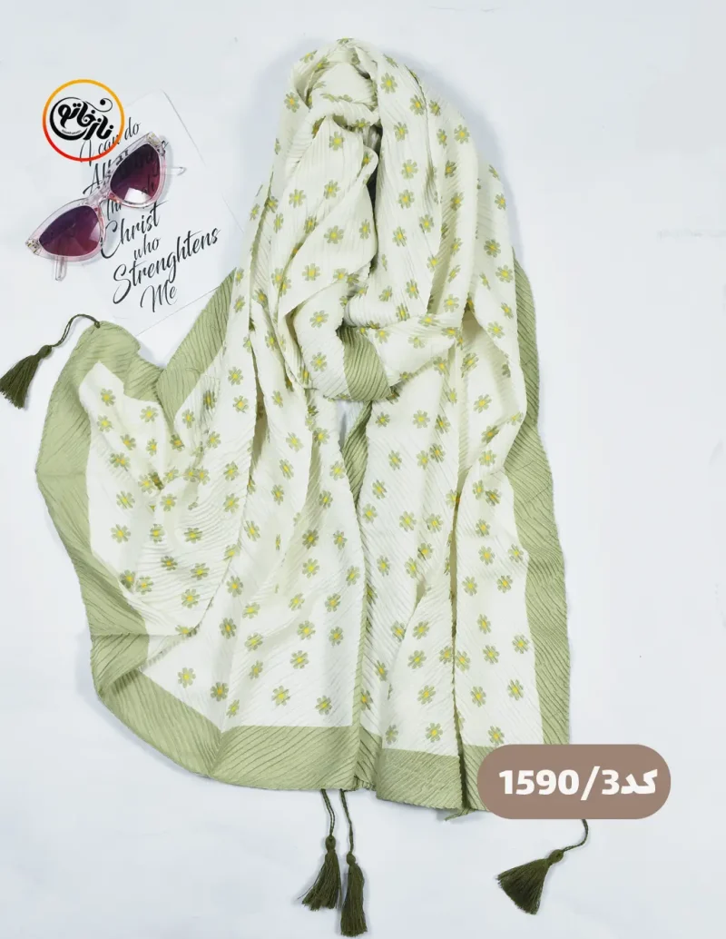 شال پلیسه طرحدار کد 1590 - Image 4