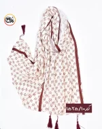شال طرحدار سفید زرشکی