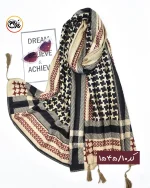 شال مخمل مشکی زرشکی کد 1545 - Image 11