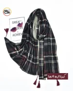 شال مخمل مشکی زرشکی کد 1545 - Image 12