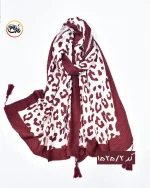 شال پلیسه زرشکی کرم  کد 1525 - Image 3
