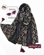 شال مخمل مشکی زرشکی کد 1545 - Image 3