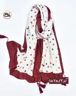 شال پلیسه زرشکی کرم  کد 1525 - Image 4
