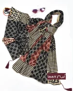 شال مخمل زرشکی مشکی کد 1557 - Image 7