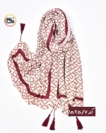 شال پلیسه زرشکی کرم  کد 1525 - Image 8