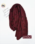 شال پلیسه زرشکی طرحدار کد 1544 - Image 10
