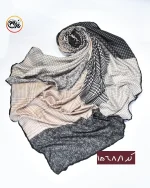روسری نخی کرم مشکی کد 1568 - Image 2