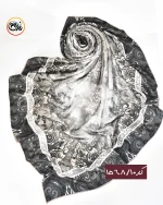 روسری نخی کرم مشکی کد 1568 - Image 11