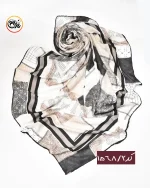 روسری نخی کرم مشکی کد 1568 - Image 3