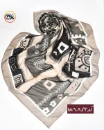 روسری نخی کرم مشکی کد 1568 - Image 4