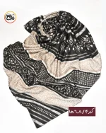 روسری نخی کرم مشکی کد 1568 - Image 5