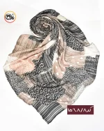 روسری نخی کرم مشکی کد 1568 - Image 9