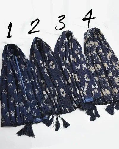 شال سرمه ای پلیسه /شال پلیسه طرحدار سرمه ای