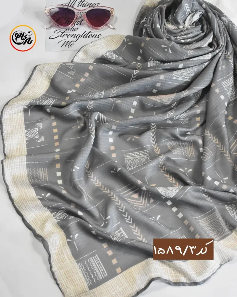 روسری نخی طوسی کد 1589 - Image 4
