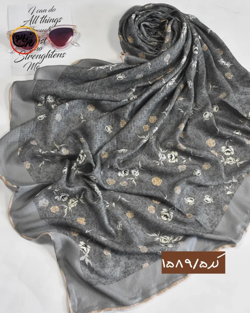 روسری نخی طوسی کد 1589 - Image 6