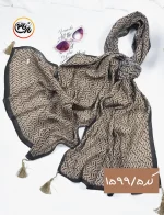 شال قهوه ای کرم پلیسه کد 1599 - Image 6