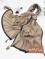 شال قهوه ای کرم پلیسه کد 1599 - Image 7