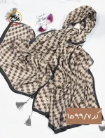 شال قهوه ای کرم پلیسه کد 1599 - Image 8