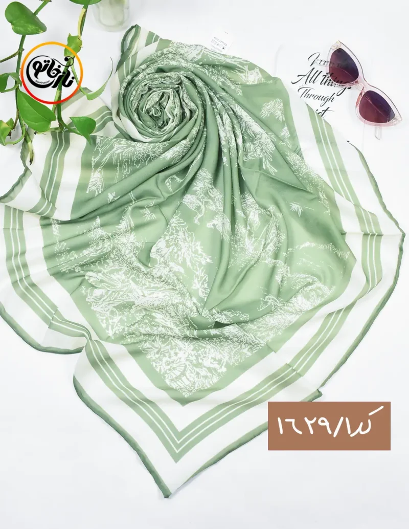 روسری حریر نخ طرحدار کد 1629 - Image 2