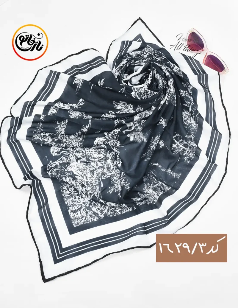 روسری حریر نخ طرحدار کد 1629 - Image 4